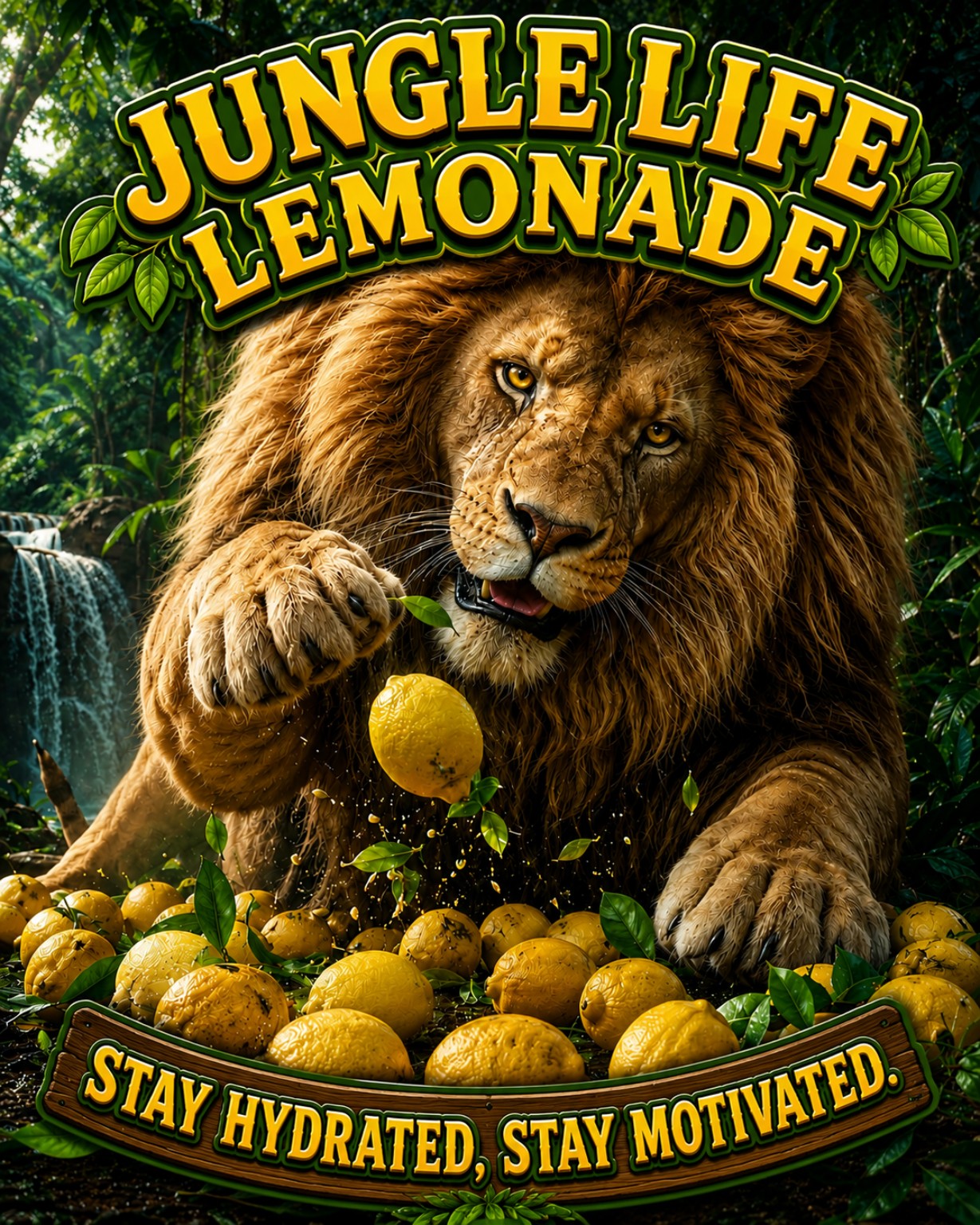 Jungle Life Lemonade artwork featuring King with Jungle Life and Lemonade curved above him